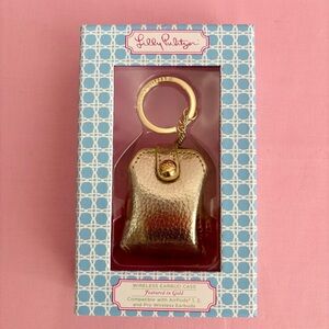 Lilly Pulitzer Gold AirPod Wireless Earbud Case Keychain NWT